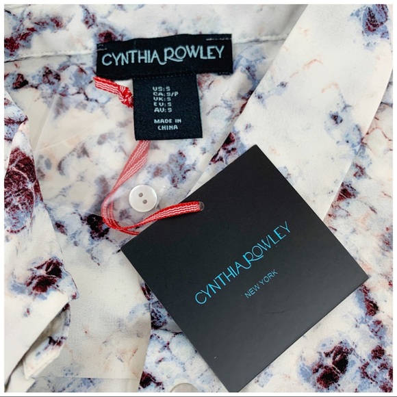 Cynthia Rowley sneak Print button up shirt blouse - Picture 8 of 9